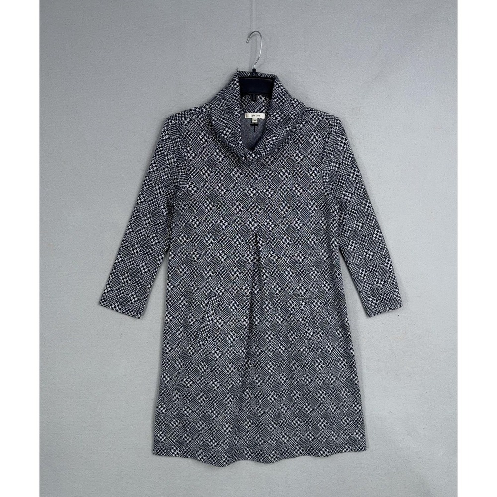 Tyler Böe Dress Womens XS Black Houndstooth Cowl Neck Sweater Short Pockets